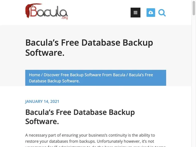 Tarifs Bacula Avis logiciel de sauvegarde et récupération de données
