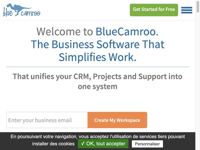 Tarifs BlueCamroo Avis logiciel de gestion de projets