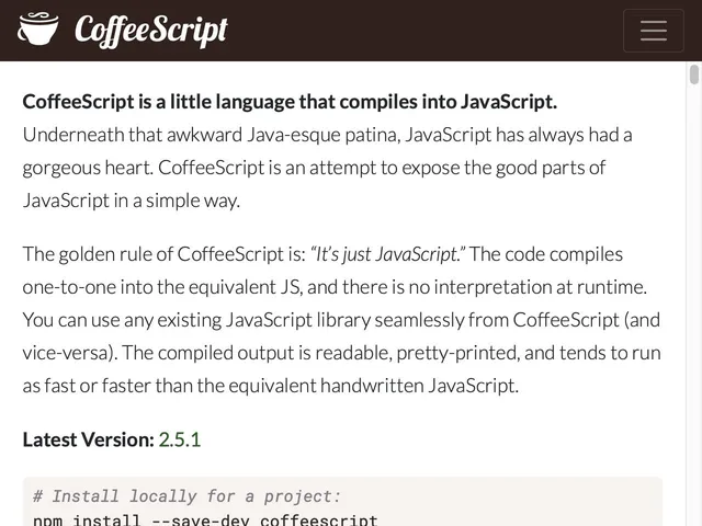 Tarifs CoffeeScript Avis langage de programmation
