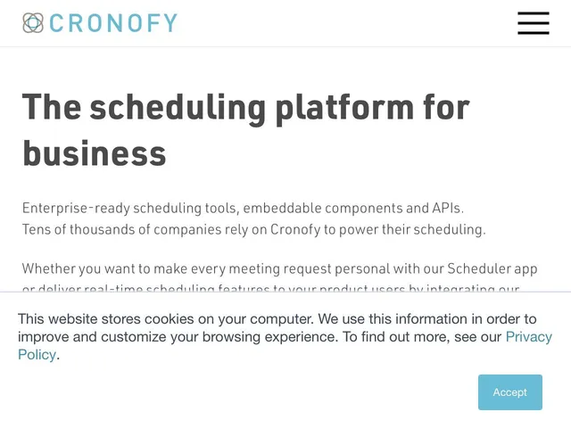 Tarifs Cronofy Avis logiciel de gestion d'agendas - calendriers - rendez-vous