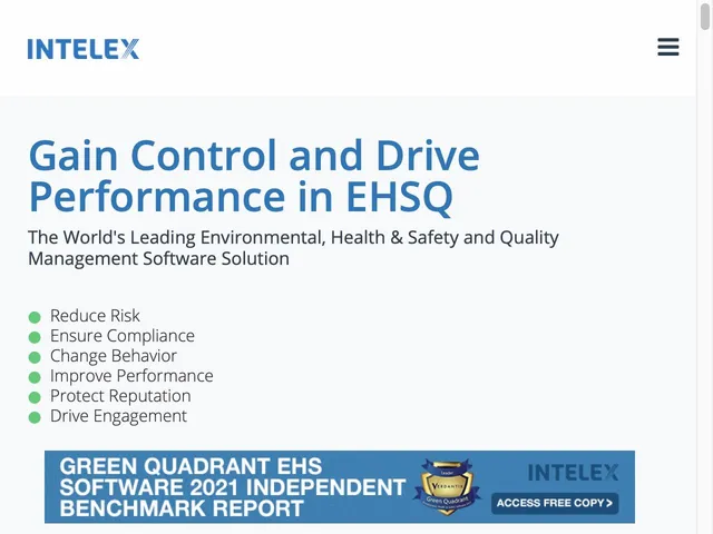 Tarifs Intelex EHS Avis logiciel de gouvernance - risques - conformité
