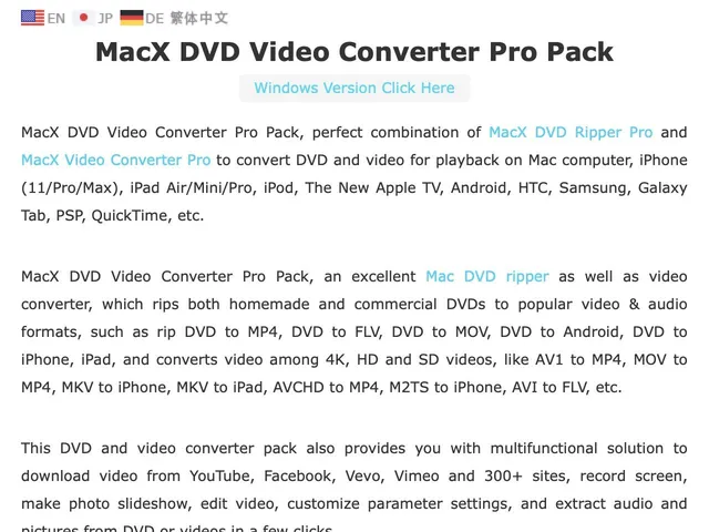 Tarifs MacX DVD Video Converter Pro Pack Avis logiciel de gestion des vidéos