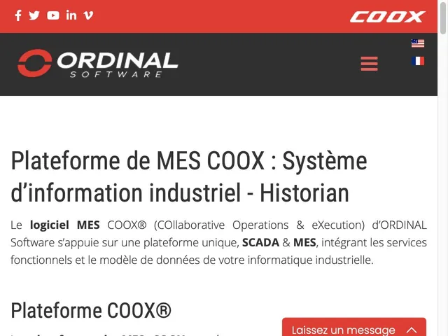 Tarifs Coox Avis logiciel de gestion des processus industriels (MES - Manufacturing Execution System)
