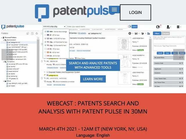 Tarifs Patent Pulse Avis logiciel d'analyse de données