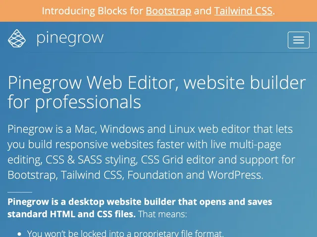 Tarifs Pinegrow Web Editor Avis logiciel de conception de sites internet