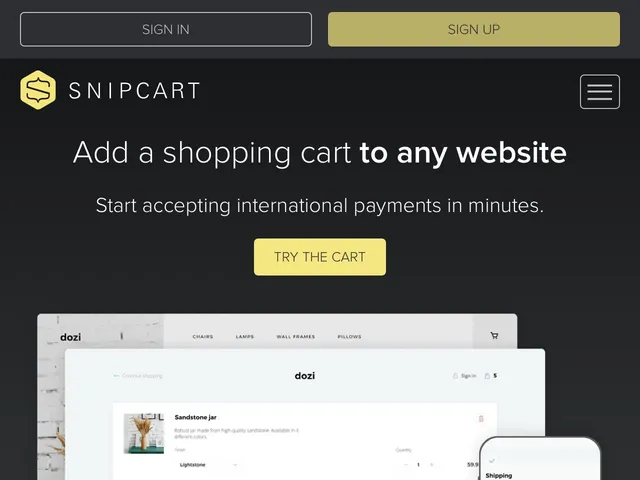 Tarifs Snipcart Avis API E-commerce