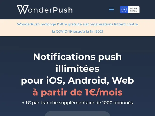 Tarifs Wonderpush Avis logiciel de notifications push