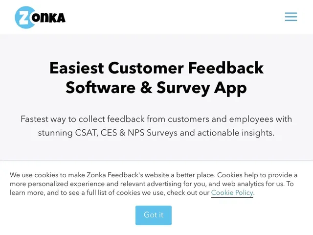 Tarifs Zonka Feedback Avis logiciel de questionnaires - sondages - formulaires - enquetes