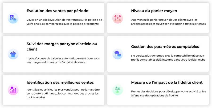 mybe : fonctionnalités reporting & statistiques