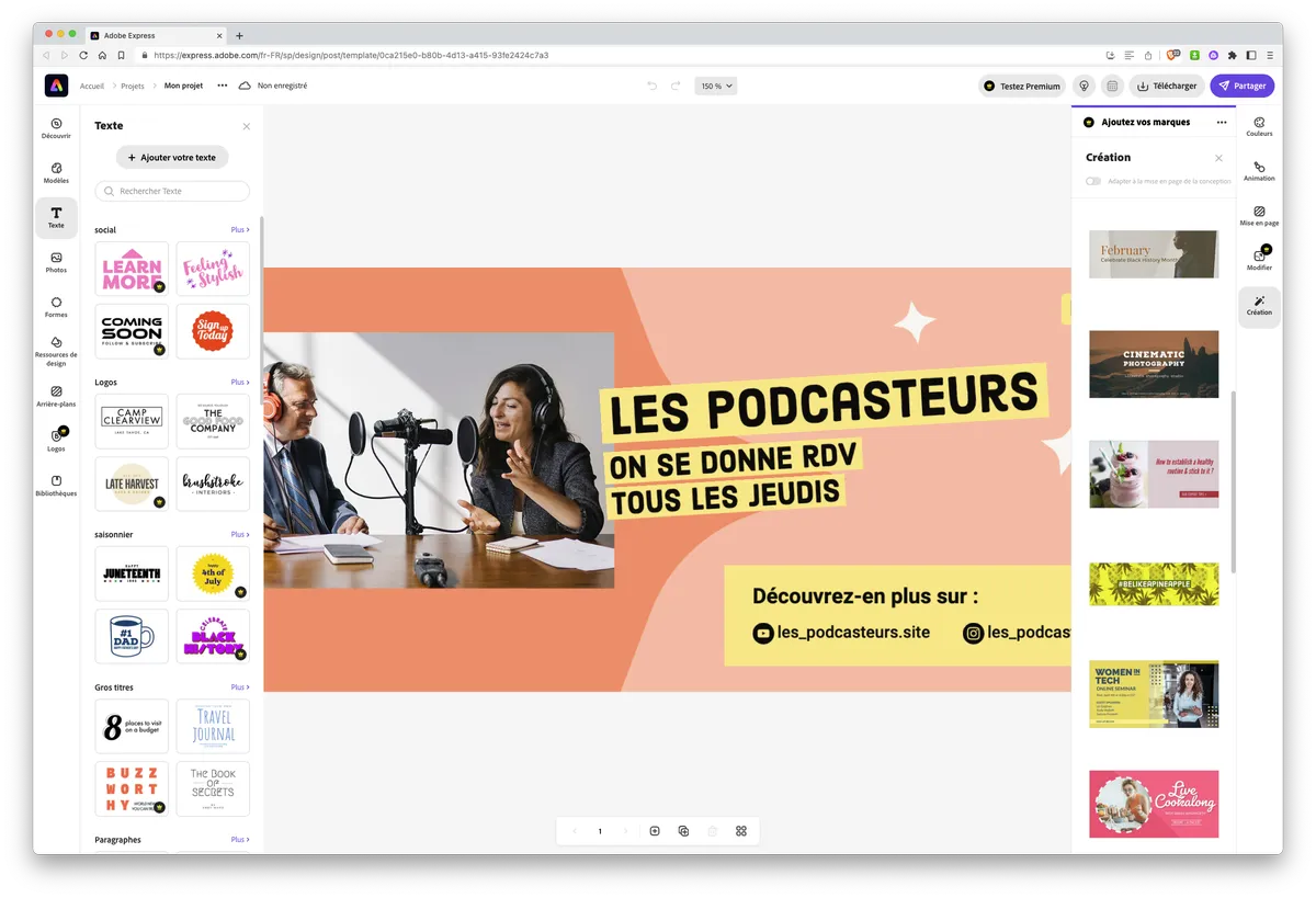 Créer une bannière web avec Adobe Express (3/3)