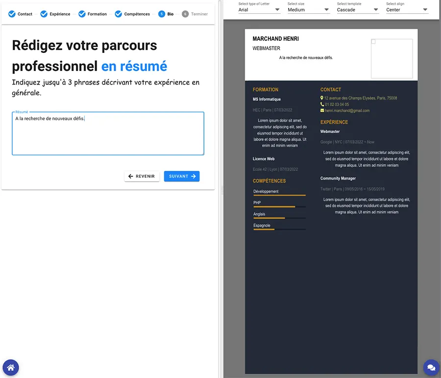 creer cv artistique