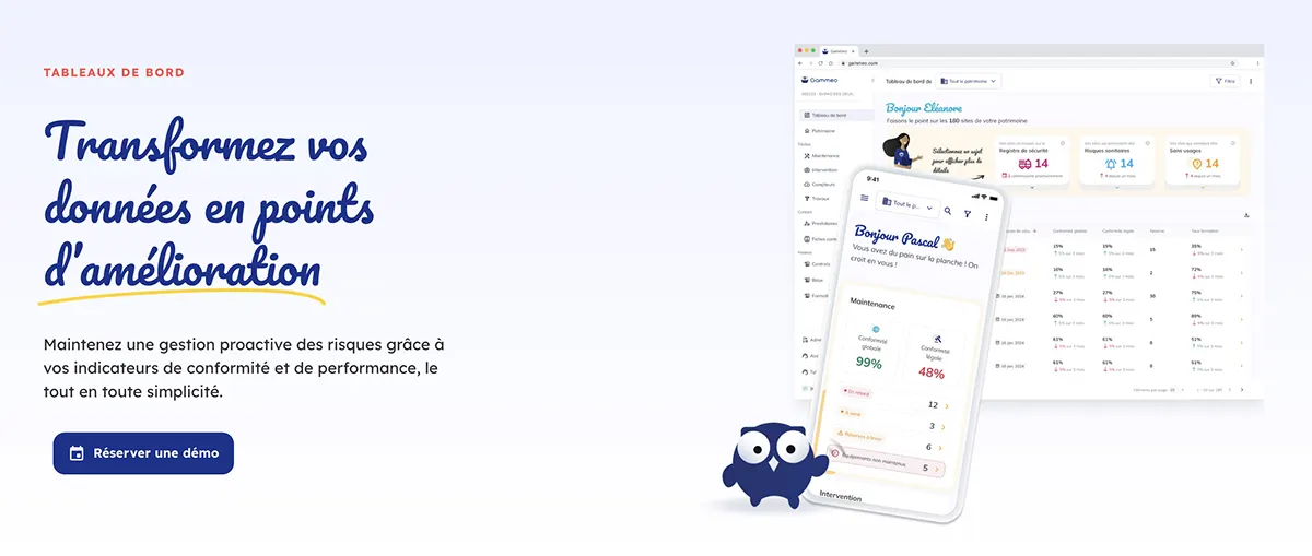 Gammeo : fonctionnalités tableaux de bord