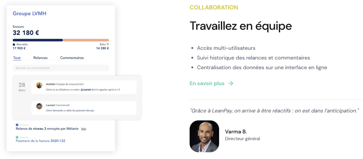 LeanPay : travail collaboratif avec accès multi-utilisateurs LeanPay : travail collaboratif avec accès multi-utilisateurs