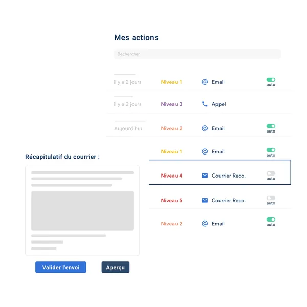LeanPay : Capture d'écran automatisation relance clients LeanPay : Capture d'écran automatisation relance clients