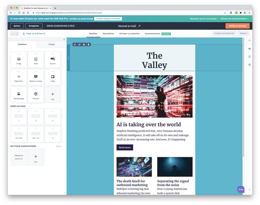 Marketing Hub : fonction - email marketing