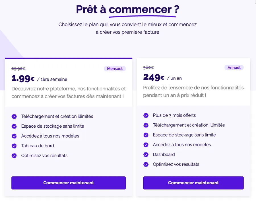 Prix du logiciel de facturation Fasty-Invoices