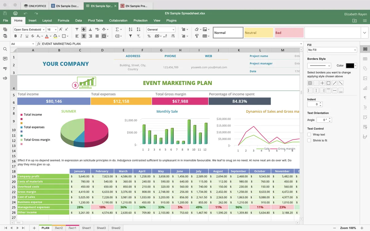 onlyoffice docs desktop tableur