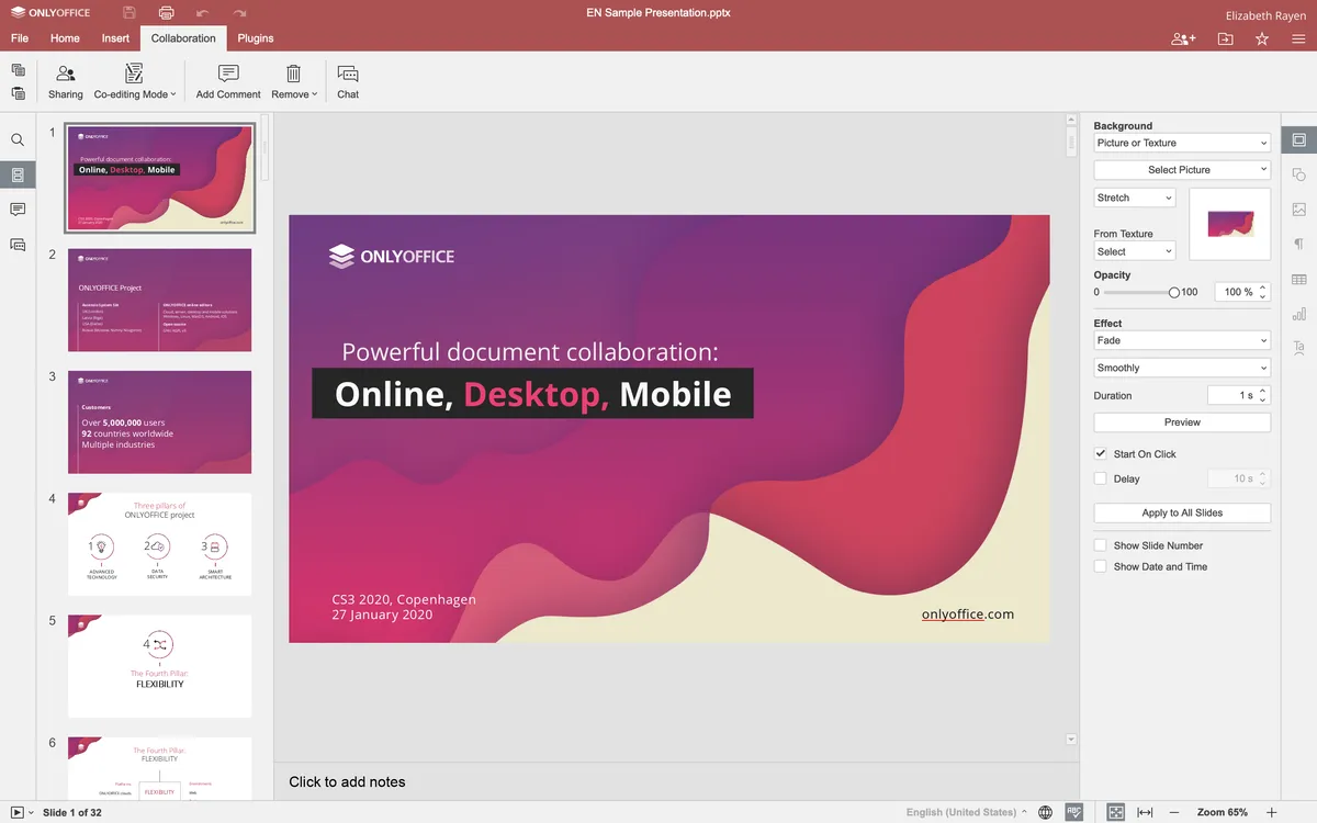 onlyoffice docs online presentation