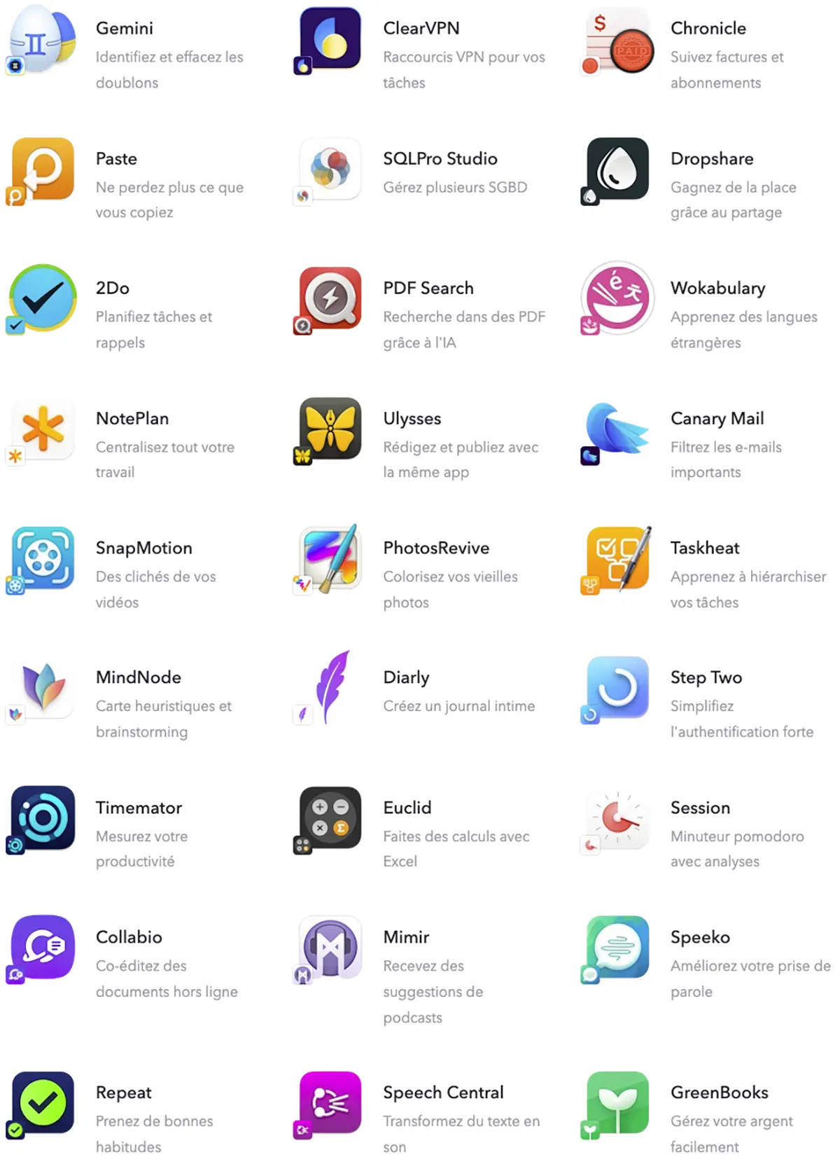 Setapp : liste des applications Setapp : liste des applications