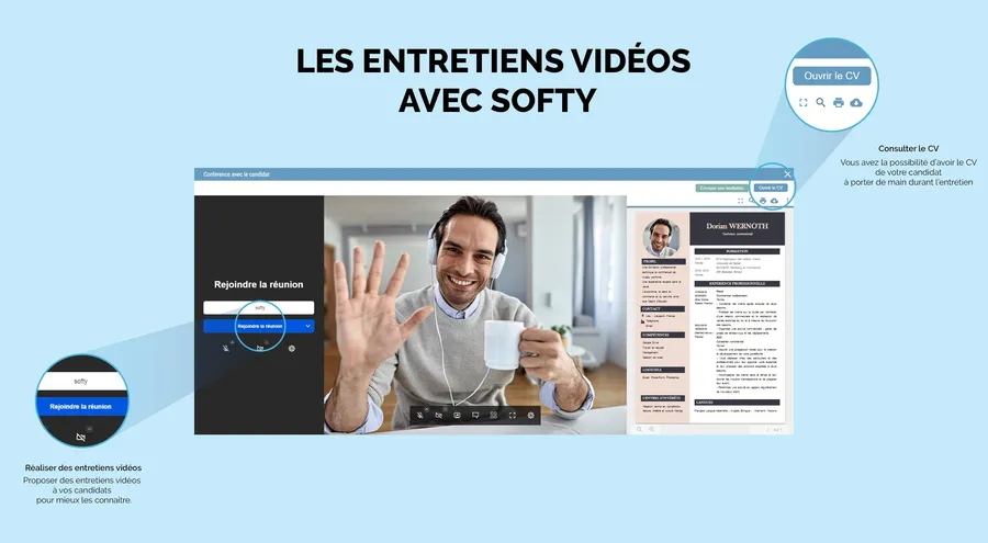 Softy : capture écran entretiens videos Softy : capture écran entretiens videos