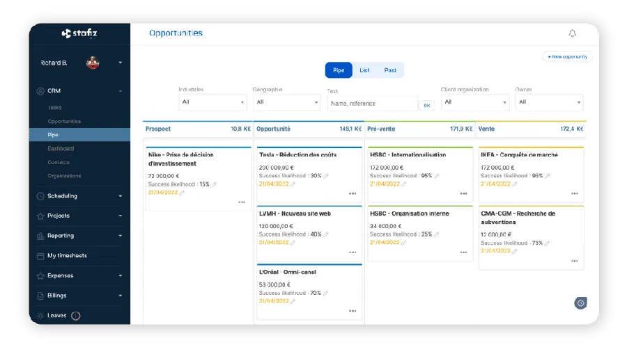 Stafiz : interface CRM 1 Stafiz : interface CRM 1