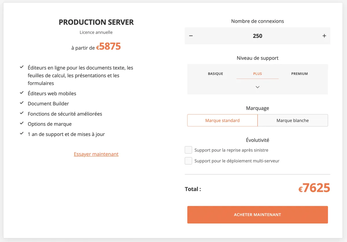 tarif onlyoffice docs developer production