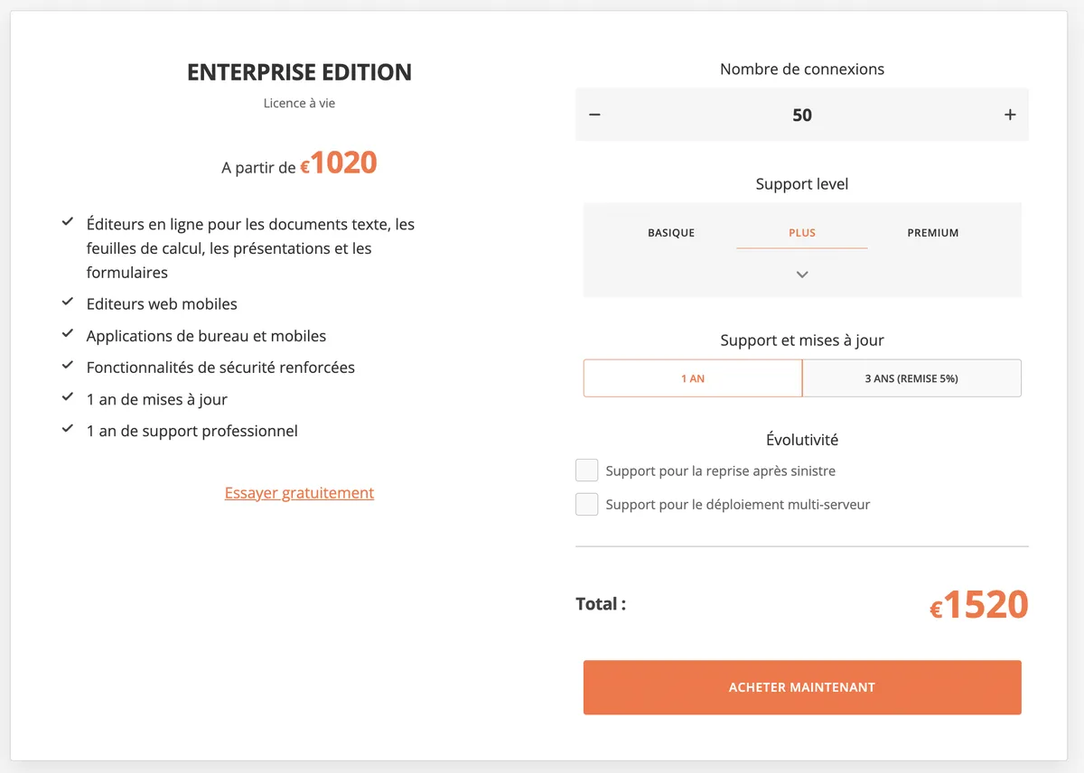 tarif onlyoffice docs enterprise