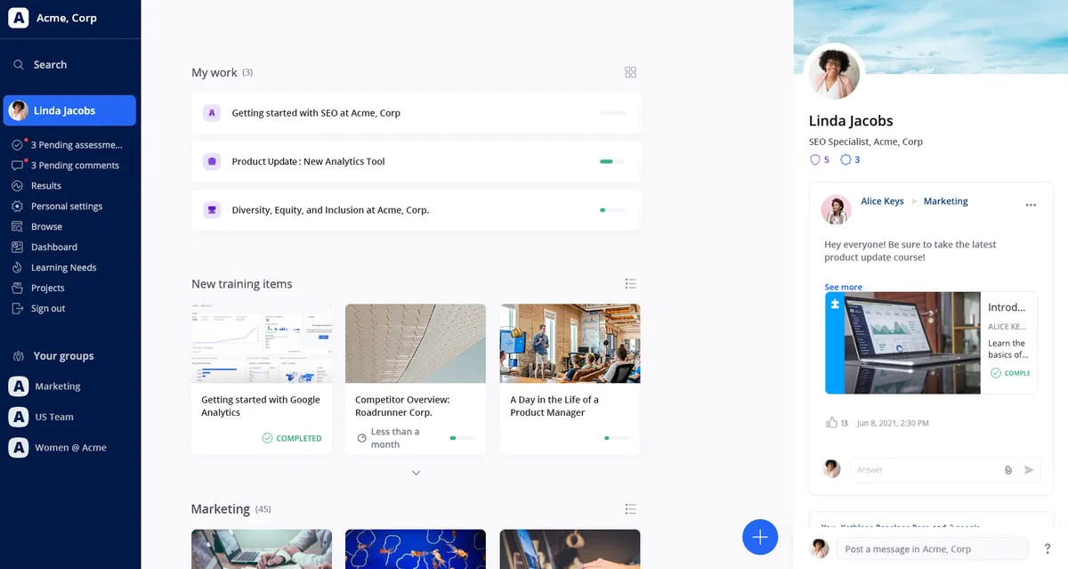 360Learning : test de l'interface de ce logiciel de formation pour entreprise