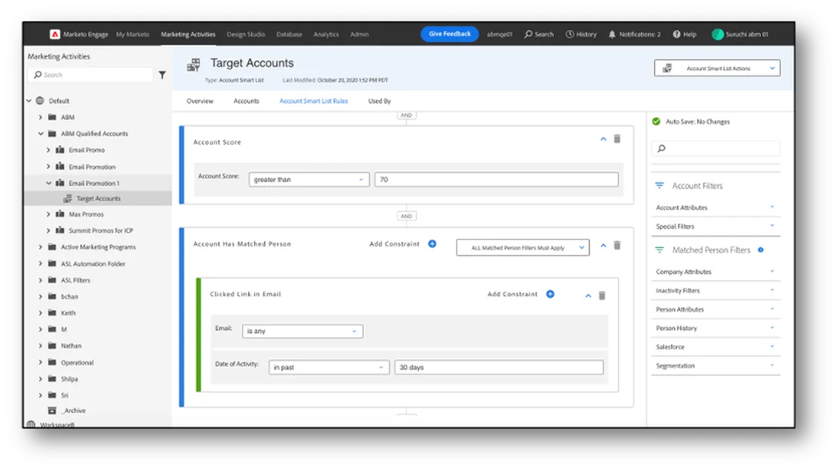 Adobe Marketo Engage : test de l'interface de ce logiciel de marketing automation pour entreprise