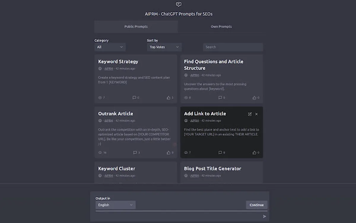 AIPRM : test de l'interface de ce prompt pour IA générative pour entreprise