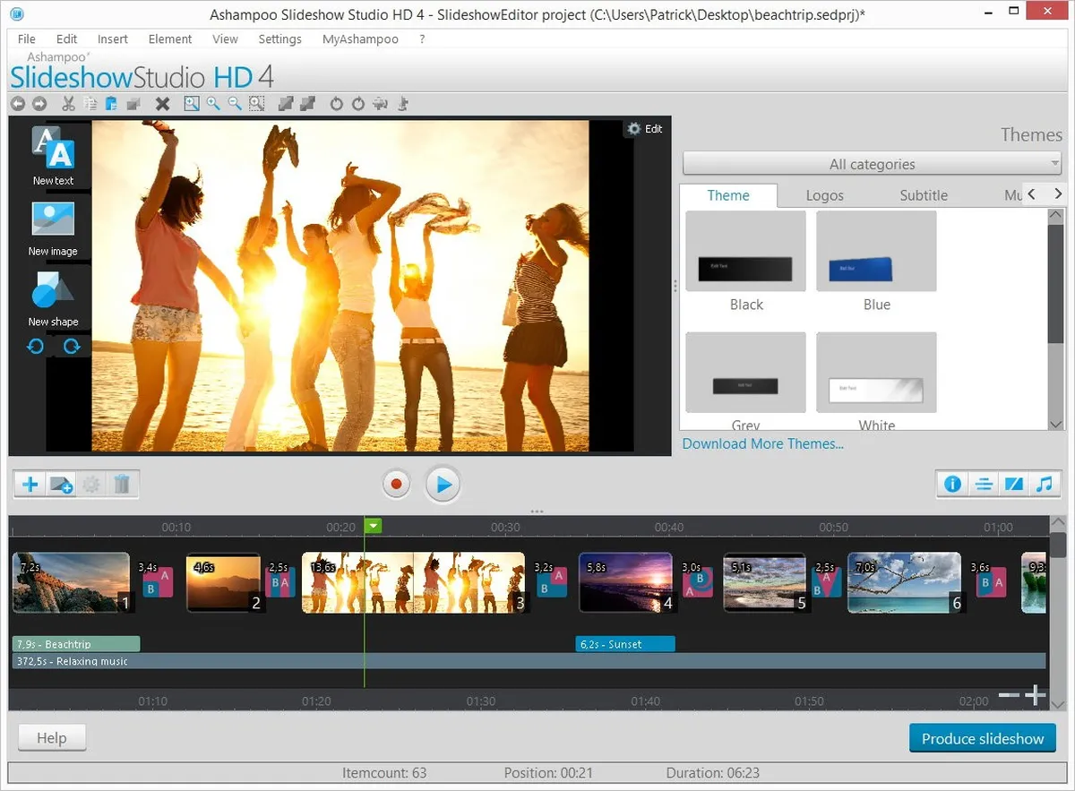 Ashampoo Slideshow Studio HD : test de l'interface de ce logiciel de gestion de photos pour entreprise