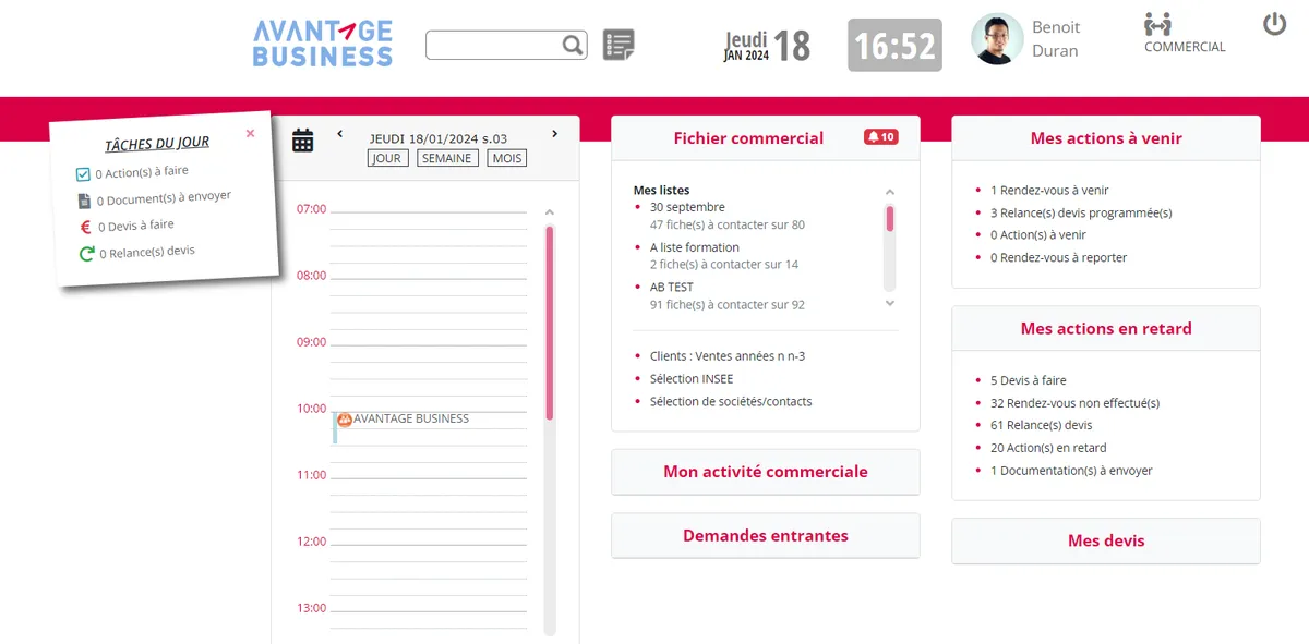 Avantage Business : test de l'interface de ce logiciel de pipeline de ventes / funnel pour entreprise Avantage Business : test de l'interface de ce logiciel de pipeline de ventes / funnel pour entreprise