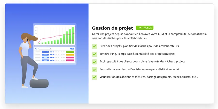 Axonaut : fonctionnalités gestion de projets