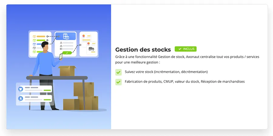 Axonaut : fonctionnalités gestion des stocks