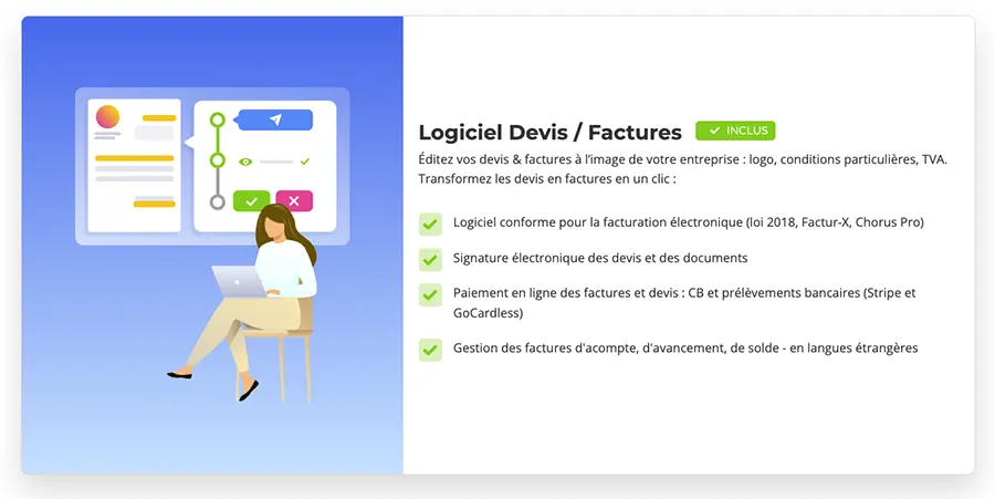 Axonaut : fonctionnalités gestion devis factures