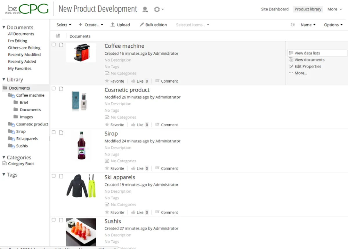 beCPG PLM : test de l'interface de ce logiciel PLM pour entreprise beCPG PLM : test de l'interface de ce logiciel PLM pour entreprise
