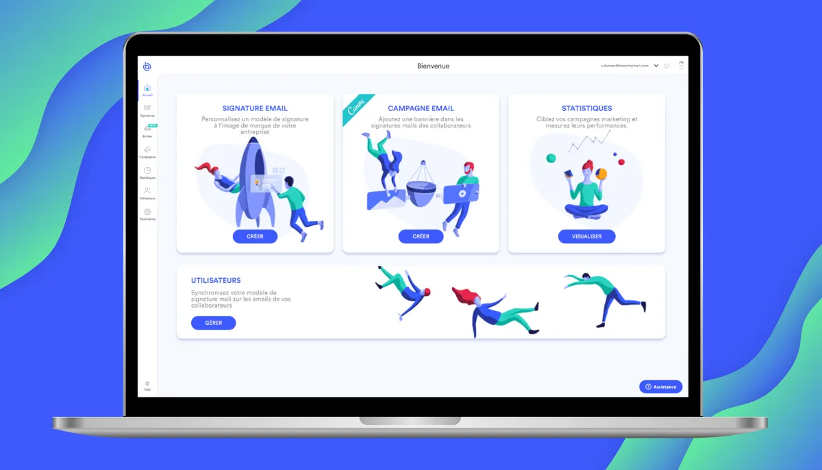 Boost My Mail : test de l'interface de ce logiciel de signature emails / personnalisation des courriels pour entreprise Boost My Mail : test de l'interface de ce logiciel de signature emails / personnalisation des courriels pour entreprise