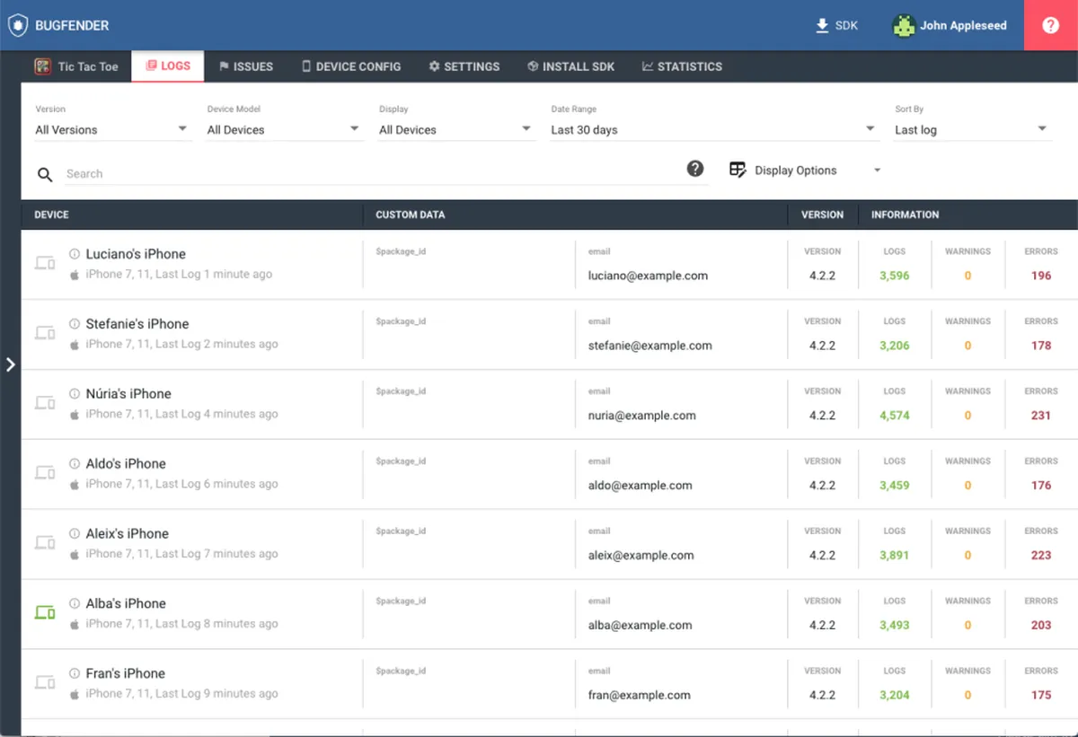 Bugfender : test de l'interface de ce logiciel de bug tracking / débogage pour entreprise