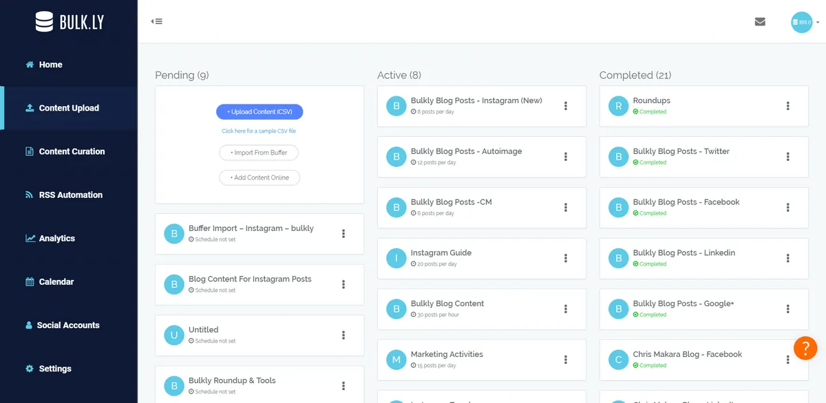 Bulk.ly : test de l'interface de ce logiciel de marketing sur les réseaux sociaux / social listening pour entreprise Bulk.ly : test de l'interface de ce logiciel de marketing sur les réseaux sociaux / social listening pour entreprise