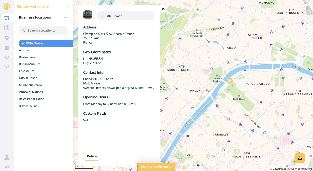 BusinessLocator : test de l'interface de ce logiciel de localisateur de magasin pour entreprise