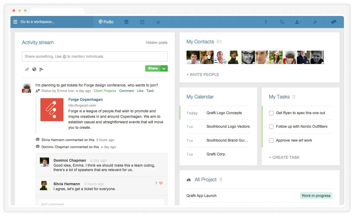 Citrix Podio : test de l'interface de ce logiciel Low Code / No Code pour entreprise