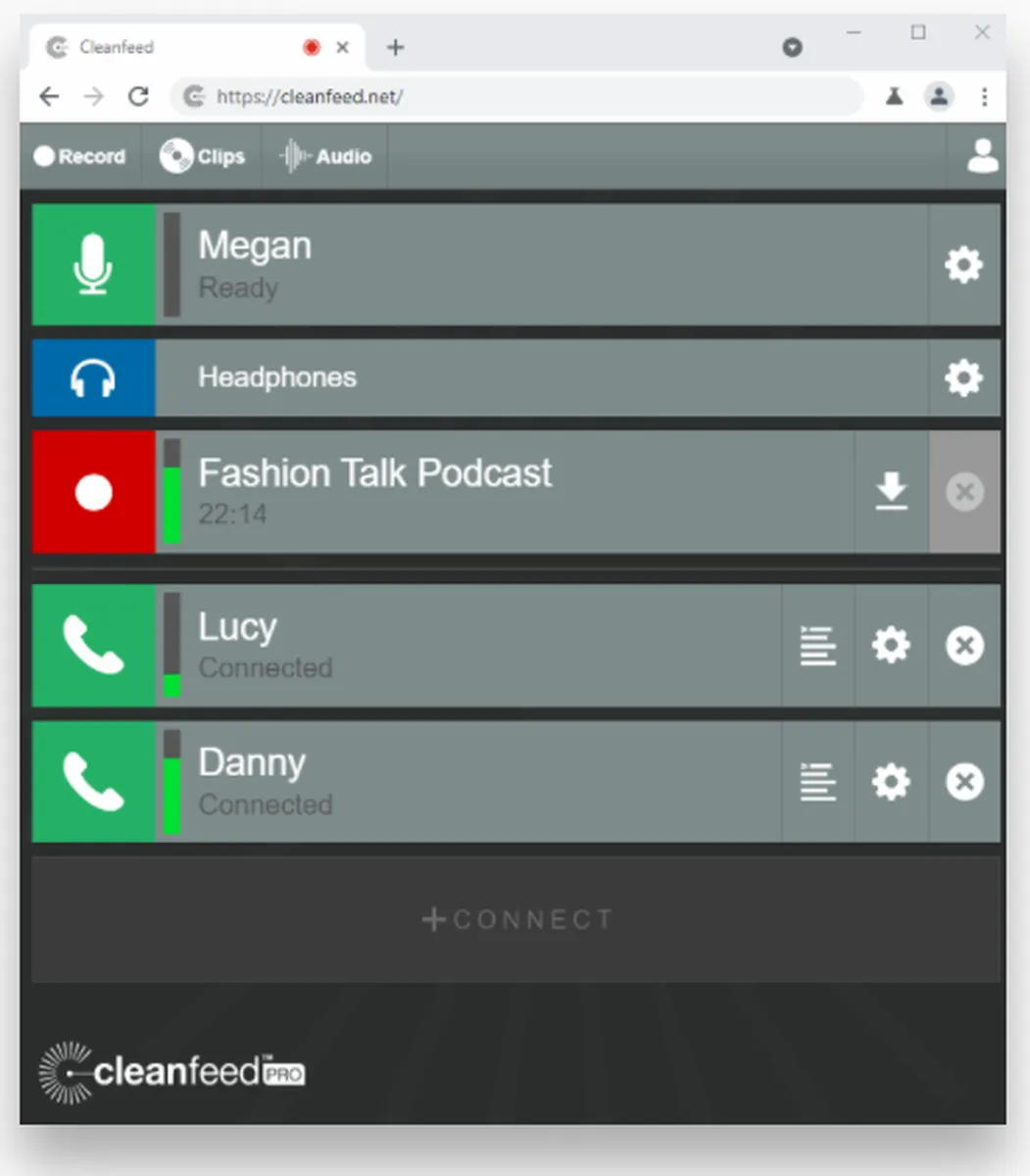 Cleanfeed : test de l'interface de ce logiciel d'enregistrement audio / vocal pour entreprise