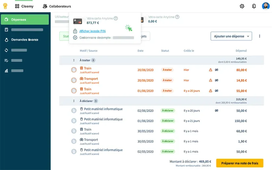 Cleemy est un logiciel de gestion des notes de frais