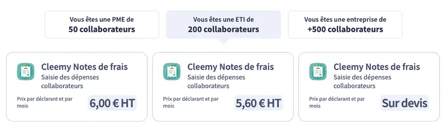 Cleemy Notes de frais : tarifs