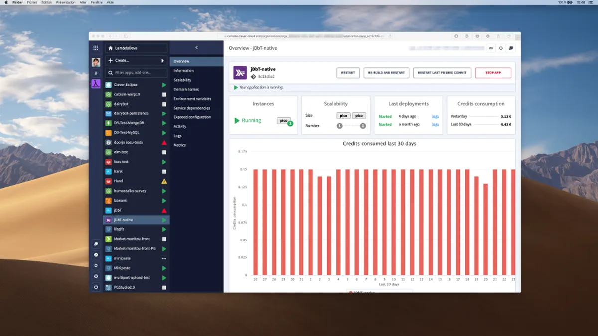 Clever Cloud : test de l'interface de cette plateforme de stockage cloud pour entreprise