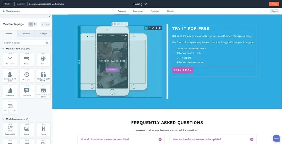 CMS Hub : capture d'écran : landing page CMS Hub : capture d'écran : landing page
