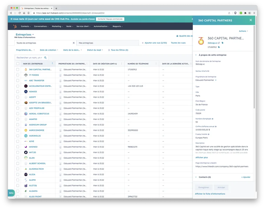 CMS Hub : fonction - intégration CRM CMS Hub : fonction - intégration CRM