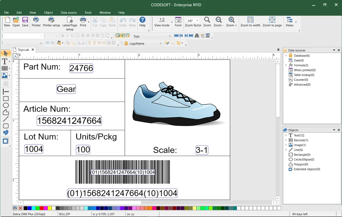 Codesoft : test de l'interface de ce générateur de codes QR & codes barres pour entreprise