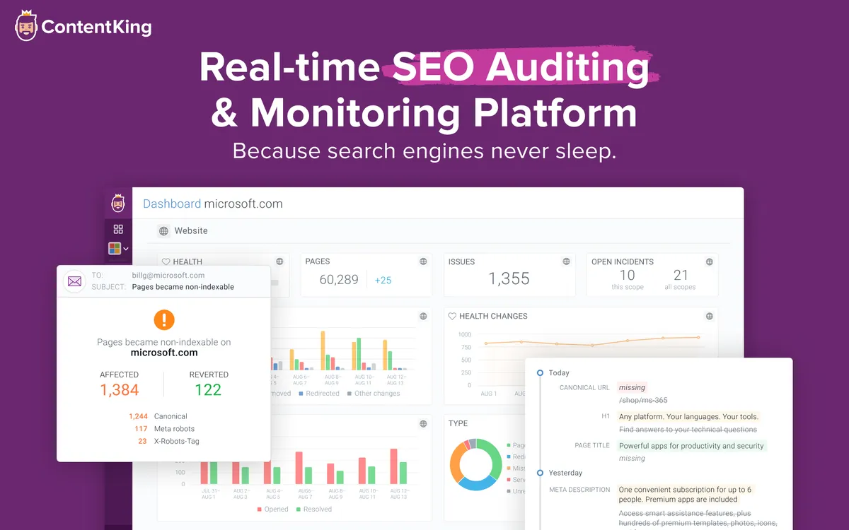 ContentKing : test de l'interface de ce logiciel d'audit SEO / ranking / SERP pour entreprise ContentKing : test de l'interface de ce logiciel d'audit SEO / ranking / SERP pour entreprise