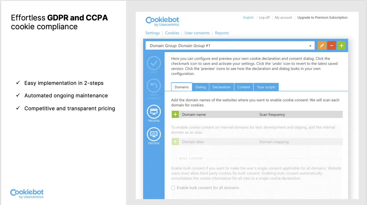 Cookiebot : test de l'interface de ce logiciel RGPD pour entreprise Cookiebot : test de l'interface de ce logiciel RGPD pour entreprise